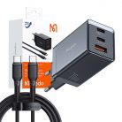 GaN Mcdodo CH-1543 network charger, 2x USB-C, 1x USB, 67W + USB-C to USB-C 2m cable (black)