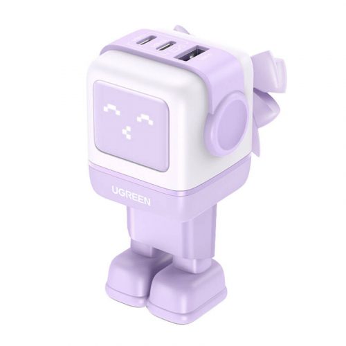 UGREEN Nexode RG (Robot GaN) hálózati töltő, USB + 2x USB-C, 65W (lila)