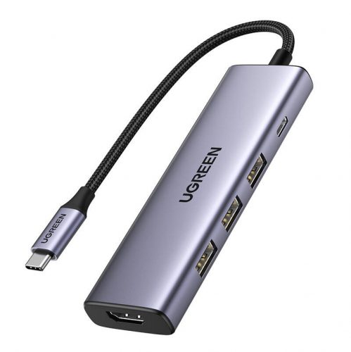 Hub / Adapter Ugreen Revodok CM511 USB-C to 3x USB, HDMI, USB-C, HDMI 4K 30Hz, PD 100W (gray)