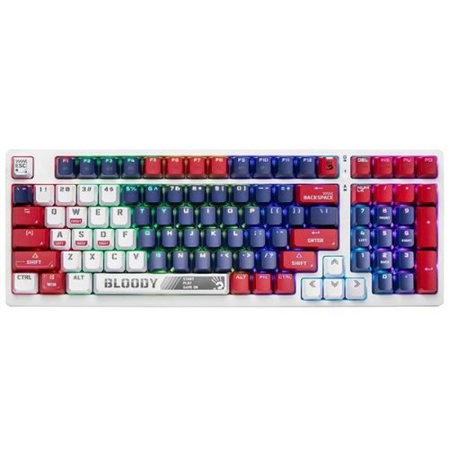 A4-Tech A4TKLA47263 Bloody S98 Sports US RGB fehér mechanikus (red switch) gamer billentyűzet