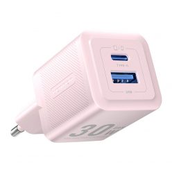   Wall charger, Vention, FEQP0-EU,  USB-C + USB- A,  30W/30W, GaN (pink)