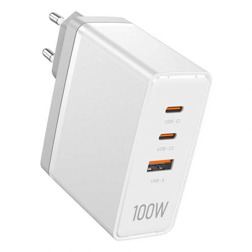 Wall charger, Vention, FEGW0-EU, 2xUSB-C, USB- A, 100W/100W/30W, GaN (white)