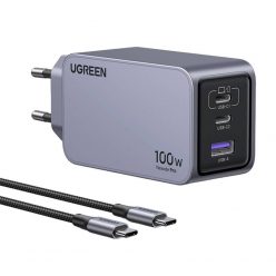   Ugreen Nexode Pro 100W wall charger, GaN, USB + 2x USB-C (gray)