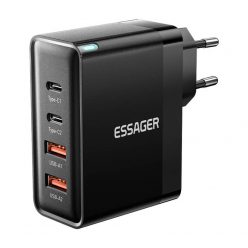   Wall charger, Essager, ECT2CA-QYB01-Z, 2xUSB-C, 2xUSB-A, 100W (black)