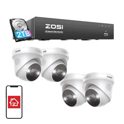 IP Camera ZOSI C225 4 pcs WiFi 5MP + NVR 8ch + 2TB HDD