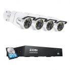 IP Camera ZOSI C105 4 pcs WiFi 8MP + NVR 8ch + 2TB HDD