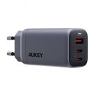 Wall charger Aukey PA-B6U, 1xUSB-A, 2xUSB-C, 67W (gray)