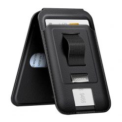   Magnetic wallet with stand and holder function for iPhone MagSafe, Ugreen LP836, leather (black)