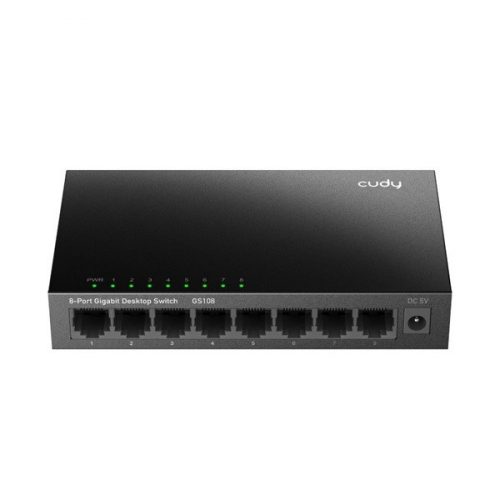 CUDY GS108 8 portos Gigabit, VLAN/Extend mód, fém ház, fekete asztali Switch