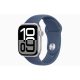 Apple Watch S10 GPS (42mm) ezüst alumínium tok, denim sportszíj (M/L) okosóra