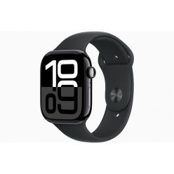   Apple Watch S10 GPS (46mm) kozmoszfekete alumínium tok, fekete sportszíj (M/L) okosóra