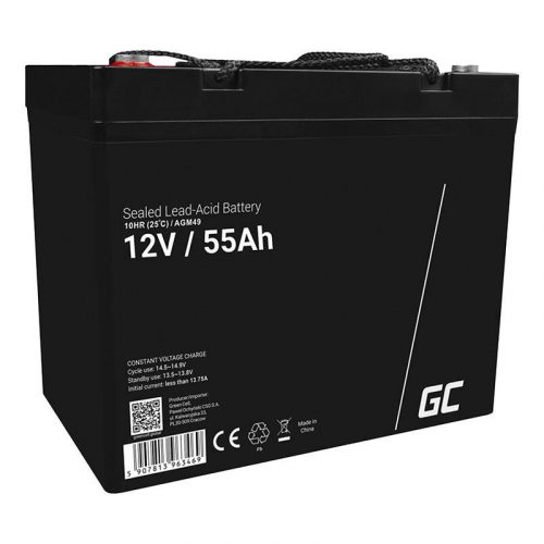 Maintenance-free AGM VRLA Green Cell AGM49 12V 55Ah Battery (for lawnmower, scooter, boat, wheelchair)