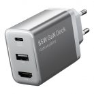 Vention FJAH0-EU USB(C+A)+HDMI GaN mains charger (60W/5W/4K@60Hz) (grey)