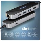 Axagon HMC-6GLN USB-C 5Gbps GLASS 6in1 hub