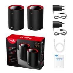   CUDY M3000(2-Pack) kétsávos AX3000 WIFI6 MESH fekete 2,5 gigabit router (2db-os szett)