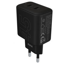   AVAX CH602B SPEEDY+ 45W GaN 2x USB-C PD3.0 fekete gyors töltő adapter