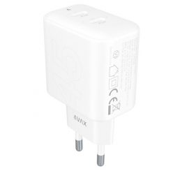   AVAX CH602W SPEEDY+ 45W GaN 2x USB-C PD3.0 fehér gyors töltő adapter