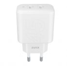 AVAX CH602W SPEEDY+ 45W GaN 2x USB-C PD3.0 fehér gyors töltő adapter