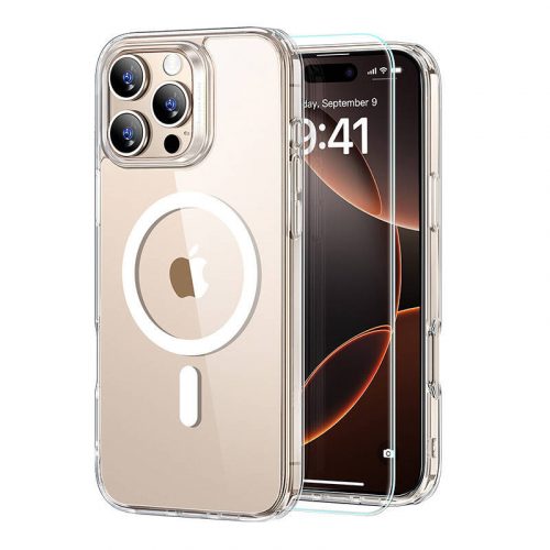 ESR Hybrid Case (HaloLock) for iPhone 16 Pro with screen protection kit (clear)