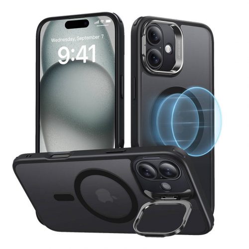 Classic Hybrid (HaloLock) ESR case with stand for iPhone 16 (black)