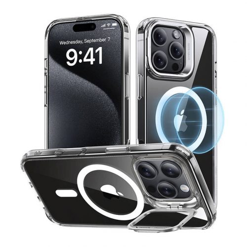 ESR Classic Hybrid (HaloLock) case with stand for iPhone 16 Pro (transparent)