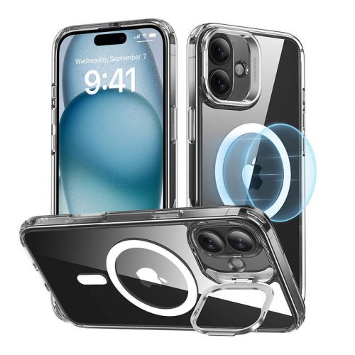 ESR Classic Hybrid (HaloLock) case with stand for iPhone 16 Plus (transparent)