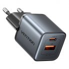 GaN Vention USB-C + USB-A 30W-os töltő (szürke)