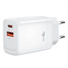 Fali töltő XO CE16, 45W, 1x USB-C, 1x USB-A