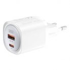 Fali töltő XO CE21, 30W, GaN, 1x USB-C, 1x USB-A