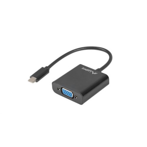 Lanberg USB-C(M) 3.1->VGA(F) adapter kábel 15cm fekete