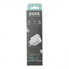 AVAX CH360 SPEEDY 65W GaN hálózati töltő USB A (QC)+Type C (PD3.0), fehér