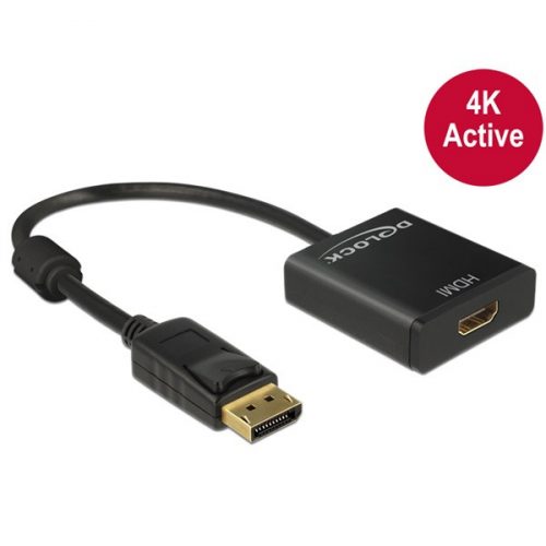 DELOCK Átalakító DisplayPort 1.2 male > HDMI female 4K aktív fekete