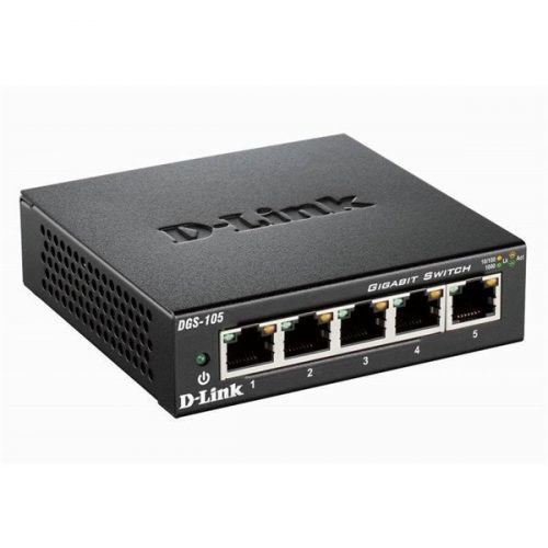 D-LINK Switch 5x1000Mbps Fémházas Asztali, DGS-105/E