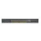 ZYXEL Switch 24x1000Mbps (24xPOE) +4xGigabit kombó SFP+, Fémházas Menedzselhető, (24xGbE POE port), GS1920-24HPV2-EU0101