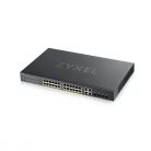 ZYXEL Switch 24x1000Mbps (24xPOE) +4xGigabit kombó SFP+, Fémházas Menedzselhető, (24xGbE POE port), GS1920-24HPV2-EU0101