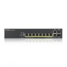 ZYXEL Switch 8x1000Mbps (8xPOE) + 2xGigabit kombó SFP+, Fémházas Menedzselhető (8GbE port), GS1920-8HPV2-EU0101F