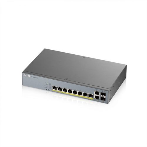 ZYXEL Switch 10x1000Mbps (8xPOE) + 2xGigabit SFP Menedzselhető Rackes, GS1350-12HP-EU0101F