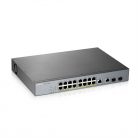 ZYXEL Switch 16x1000Mbps (16xPOE) + 2xGigabit kombó SFP Menedzselhető Rackes, GS1350-18HP-EU0101F