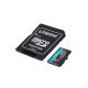 KINGSTON Memóriakártya MicroSDXC 256GB Canvas Go Plus 170R A2 U3 V30 + Adapter