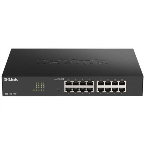 D-LINK Switch 16x1000Mbps Fémházas Asztali Menedzselhető, DGS-1100-16V2/E