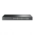 TP-LINK Switch 24x100Mbps (24xPOE) + 4x1000Mbps + 2xGigabit SFP, Menedzselhető, SL2428P