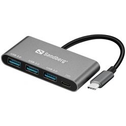 SANDBERG USB-C tartozék, USB-C to 3xUSB 3.0 Hub + PD