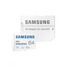 SAMSUNG Memóriakártya, PRO Endurance microSD kártya 64GB, CLASS 10, UHS-I (SDR104), + SD Adapter, R100/W30