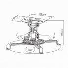 SBOX PM-18 Mennyezeti projektor tartó konzol, forgatható, dönthető, max. 13.5 kg