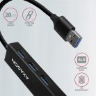 AXAGON HMA-GL3A 3 portos USB 3.2 HUB LAN csatlakozóval, fekete