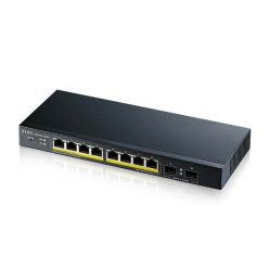   ZYXEL Switch 10x1000Mbps(8xPOE) + 2xGigabit SFP, Fémházas Menedzselhető (8GbE port), GS1900-10HP-EU0102F