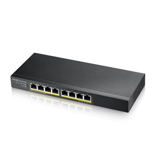 ZYXEL Switch 8x1000Mbps (8xPOE), Fémházas, Menedzselhető (8GbE port), GS1915-8EP-EU0101F