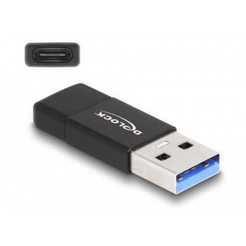 DELOCK Átalakító USB 3.2 Gen 2 Type-A male > USB Type-C female aktív fekete