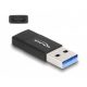 DELOCK Átalakító USB 3.2 Gen 2 Type-A male > USB Type-C female aktív fekete