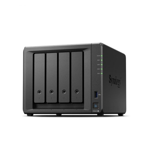 SYNOLOGY NAS 4 Fiókos AMD Ryzen R1600 2x2,6GHz, 4GB DDR4 ECC, 2x1GbE, 2xUSB3.2 - DS923+